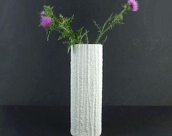 white vintage porcelain VASE thomas porcelain decor arcta matte glaze relief structure 1960s bisque porcelain