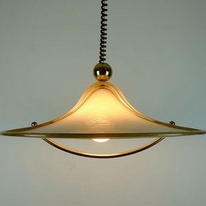 large cristallux hustadt vintage PENDANT LAMP acrylic and brass 1970s space age hanging lamp adjustable height