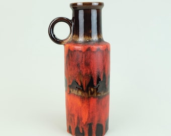 1960s 70s vintage scheurich VASE model 401-28 lava drip glaze shades of orange and brown