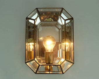1970s 1980s SCONCE wall light manfred fenske leuchten glass mirrored glass metal