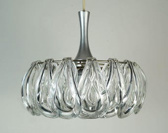 mid century PENDANT LIGHT with 24 acrylic elements 1960s 1970s space age hanging lamp