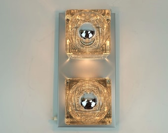 no. 1 of 2: vintage mid century peill & putzler SCONCE with 2 glass cubes 1960s/70s wall light