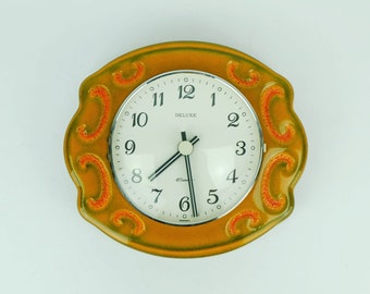 fantastic vintage WALL CLOCK kitchen clock kienzle deluxe elomatic herbolzheimer 1960s 70s west german pottery