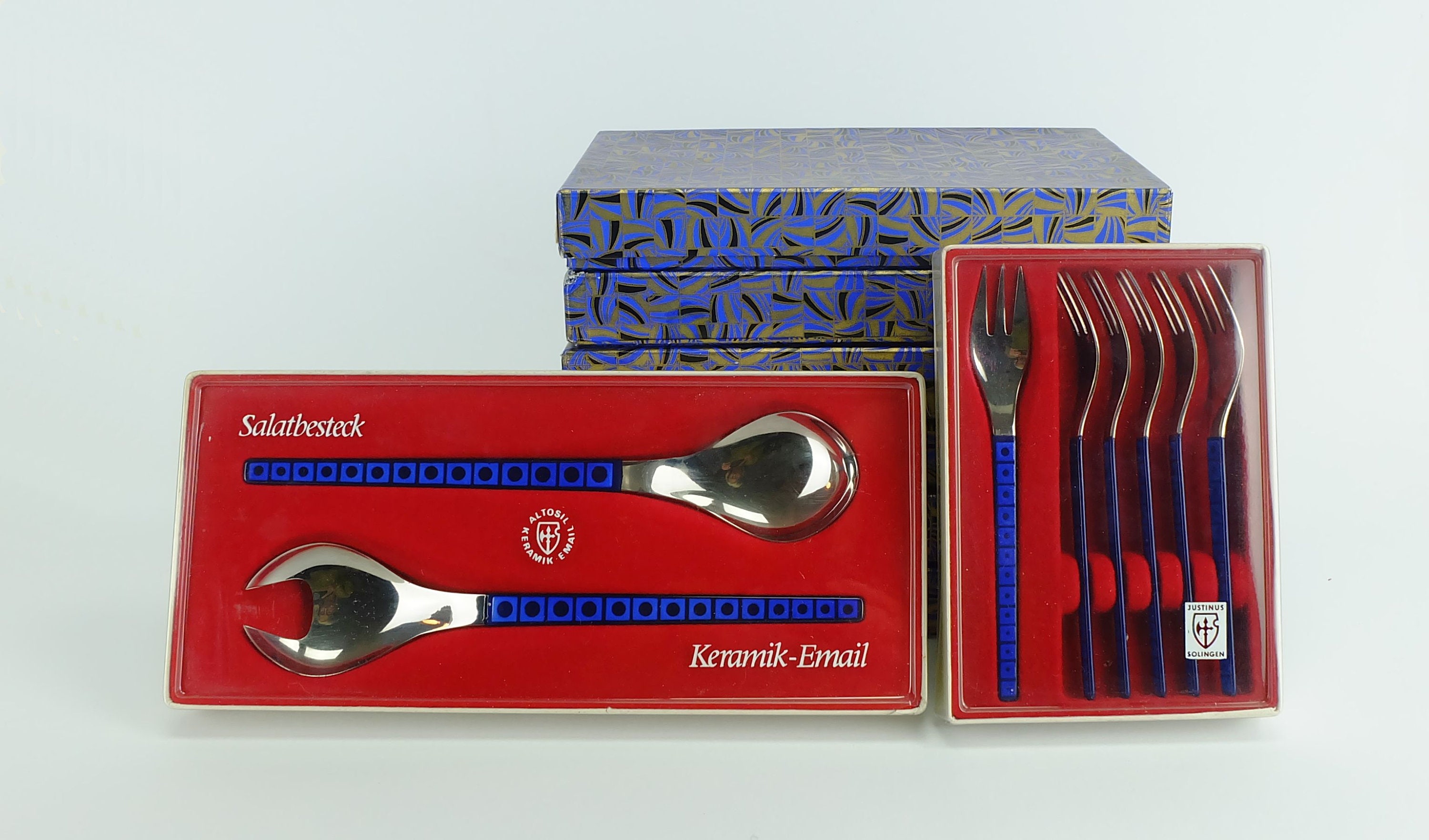 very rare justinus silit porcelain enamel CUTLERY SET for 6 persons 32