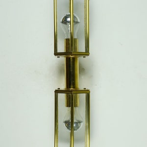 outstanding 1970s 80s SCONCE horizontal or vertical position bubble glass and brass image 9