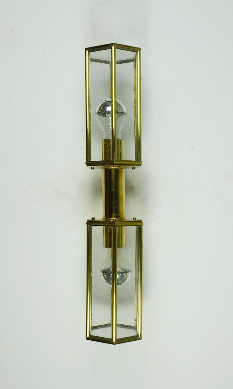 outstanding 1970s 80s SCONCE horizontal or vertical position bubble glass and brass image 9