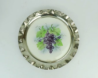 art nouveau art déco CAKE PLATTER cake plate ceramic and metal grape decor