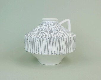 mid century VASE by ilkra 1950s/60s jug vase white glaze with gray drip glaze model no. 2008/15