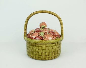 old french sarreguemines majolica JAR with lid 1920s ceramic cookie jar