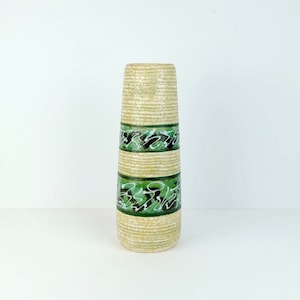 tall mid century modern ceramic VASE 1950s abstract pattern and stripes