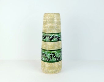 tall mid century modern ceramic VASE 1950s abstract pattern and stripes