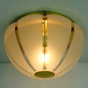 glashuette limburg CEILING LAMP sconce glass and brass 1970s - 2 available