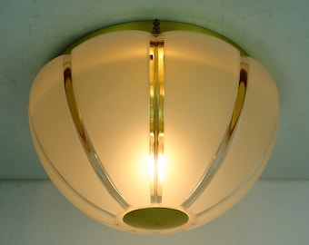 glashuette limburg CEILING LAMP sconce glass and brass 1970s - 2 available