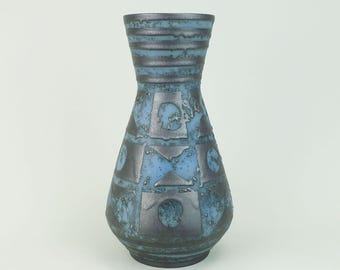 carstens VASE decor ankara blue gray metallic glaze no. 1218-29 mid century ceramic 1960s WGP