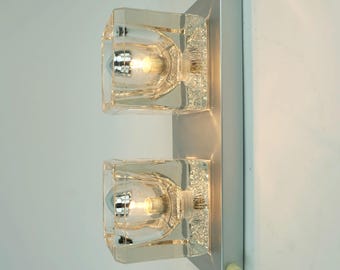 no. 2 of 2: vintage mid century peill & putzler SCONCE with 2 glass cubes 1960s/70s wall light