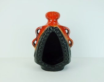 exceptional CANDLE HOLDER bay ceramic model no. 319 25 orange and black