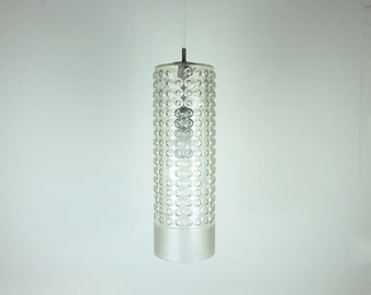 1 of 2 huge cylindrical staff lamps PENDANT LIGHT bubble glass etched glass design rolf krueger 1967