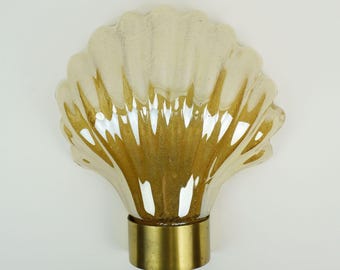 no. 1 of 2 - mid century modern SCONCE wall lamp lustrous glass shell shape hollywood regency style