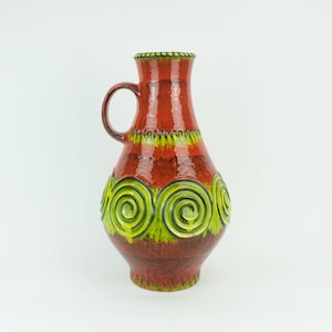 colorful vintage 1960s 70s jasba ceramic VASE floor vase model N 322 13 45 squiggle pattern