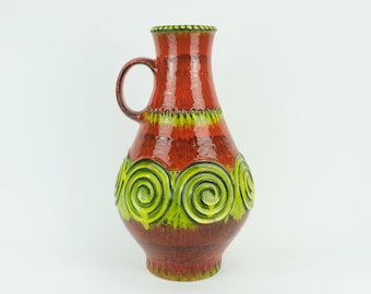 colorful vintage 1960s 70s jasba ceramic VASE floor vase model N 322 13 45 squiggle pattern