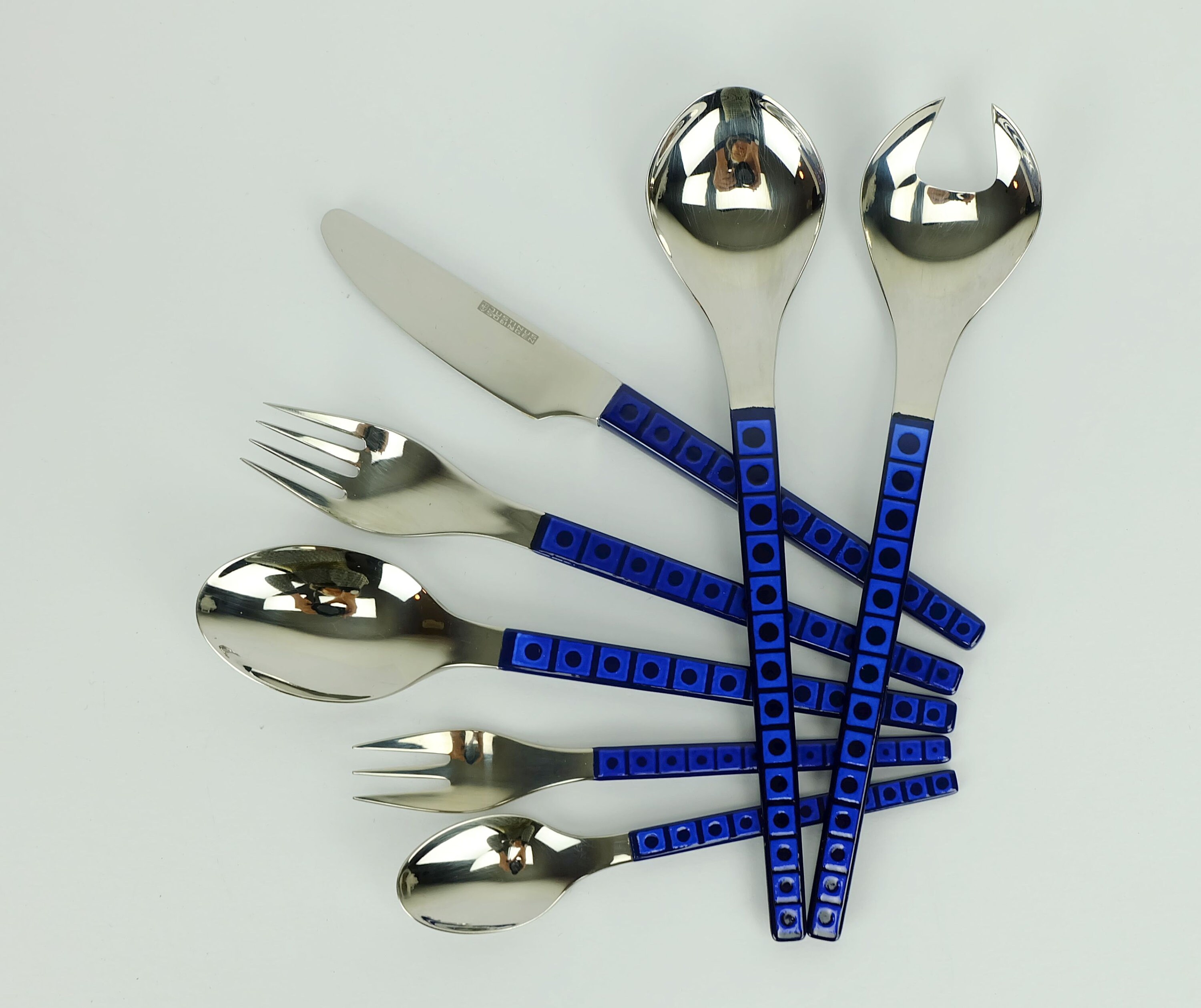 very rare justinus silit porcelain enamel CUTLERY SET for 6 persons 32