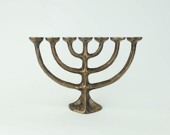 1960s 70s mid century brutalist bronze CANDELABRA for 7 candles