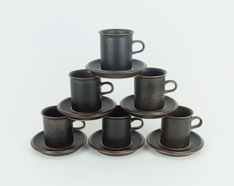 6 COFFEE POTS with saucers arabia ruska ulla procope 1960s