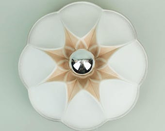 vintage ceramic CEILING LIGHT or wall lamp flower shape white grey rose 80s 90s