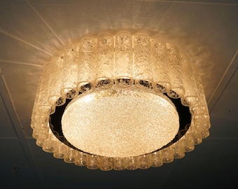 vintage 1960's mid century doria ice glass light CEILING FIXTURE with 32 glass tubes