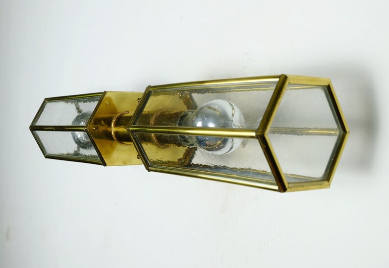 outstanding 1970s 80s SCONCE horizontal or vertical position bubble glass and brass image 2