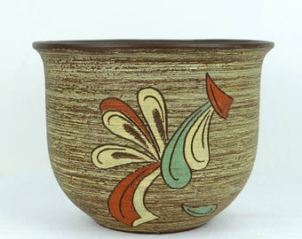 big mid century FLOWERPOT  dümler & breiden carved dekor with motiv