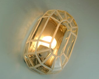 1960s 70s mid century WALL LAMP sconce clear glass geometric design heinrich popp leuchten