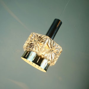 no. 2 of 2: elegant mid century PENDANT LIGHT crystal glass and metal 6 glass prisms 1960s