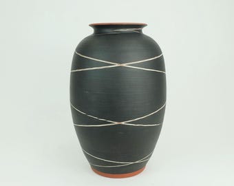 mid century ceramic VASE wekara model 10/30 stripe decor german 1950s pottery