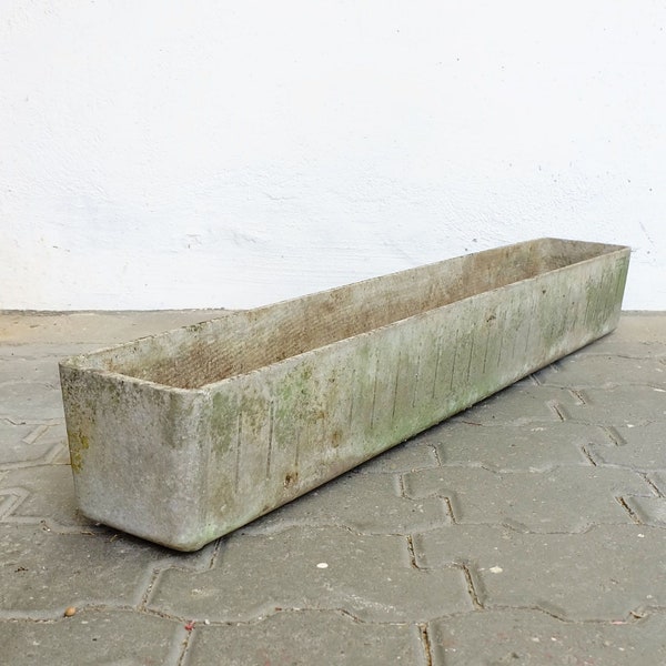 no 2 of 2 - rectangular 39" mid century fiber cement PLANTER willy guhl era