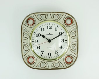 mid century ceramic WALL CLOCK junghans kitchen clock herbolzheimer ceramic 1960s 70s west german pottery