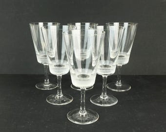 6 vintage WINE GLASSES 'corona' series by ichendorf glass germany 1950s 60s
