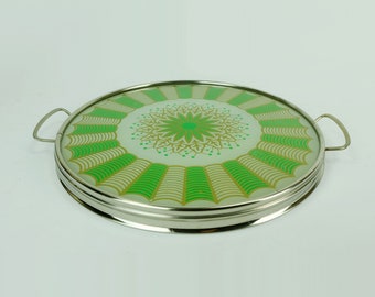 very beautiful art déco TRAY glass metal abstract decor 1920s 30s