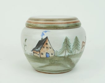 small hand-painted POT with lid by fritz van daalen ceramics 1950s west german pottery