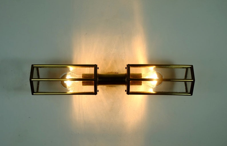 outstanding 1970s 80s SCONCE horizontal or vertical position bubble glass and brass image 7