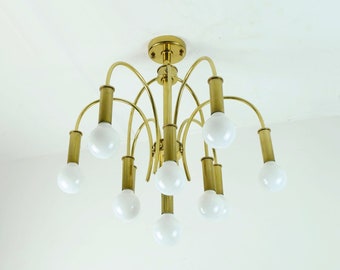 1970s sputnik brass CEILING LIGHT 10-light chandelier schroeder & co.