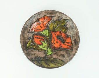 vintage ruscha 1960's 70's WALL PLATE fat lava bowl orange flowers