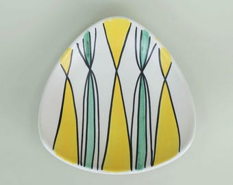 triangular 1950s BOWL by steuler-keramik model no. 4100/2 with abstract decor