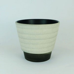 mid century FLOWERPOT planter u-keramik stripe pattern shades of gray and black 50s 60s