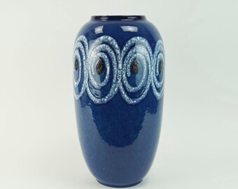 scheurich mid century ceramic VASE shades of blue white swirl pattern fat lava model no. 546-41