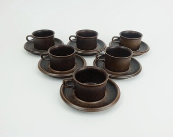 6 ESPRESSO CUPS with saucers arabia ruska ulla procope 1960s