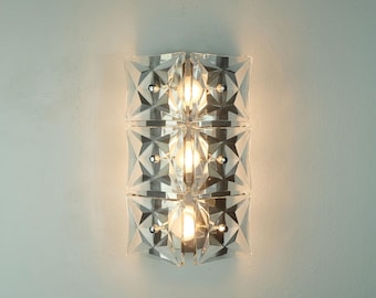 kinkeldey mid century SCONCE crystal glass and chrome 6 glass prisms 1960s