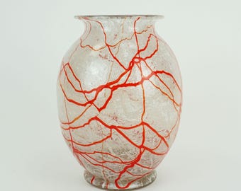 loetz klostermühle art deco glass VASE 1930s orange white and clear glass