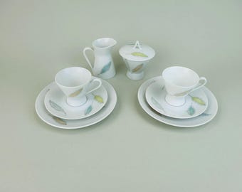 8-piece MOCHA SET rosenthal form 2000 raymond loewy decor falling leaves