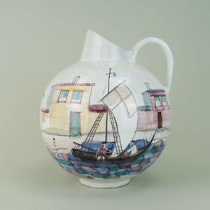 mid century VASE von jawe edelkeramik dekor 'capri' handgemalt 1950er jahre